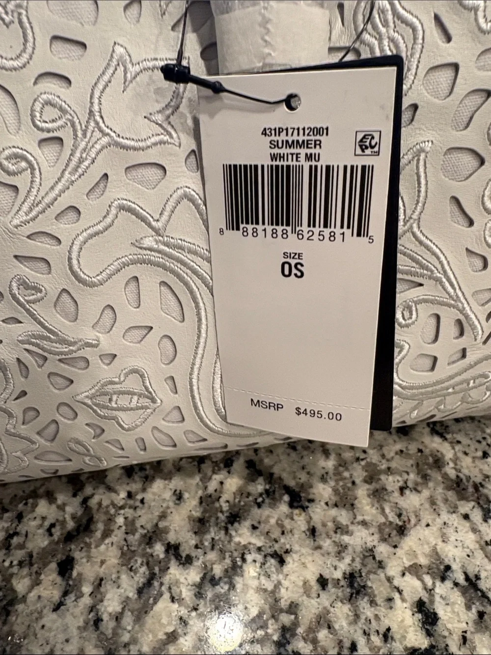 Polo by Ralph Lauren White Laser-Cut Satchel with Gold Charm